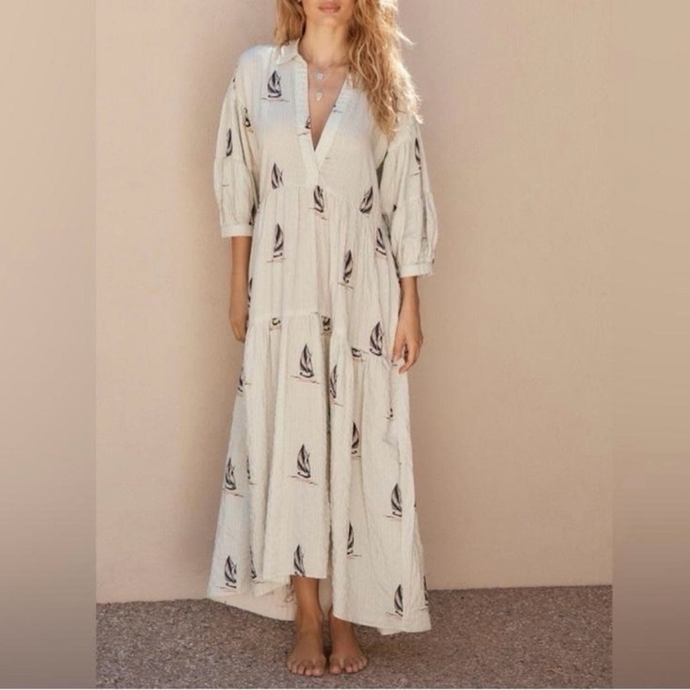 Anthropologie Carolita Printed Tiered Shirt Dress
